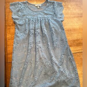 Blue lace short sleeve dress small